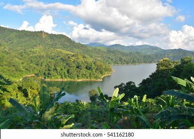 Beautiful Scenery Of Water Reservoir For Hydro Power In Nagaland, India. Landscape Of Lake View And Mountain. 