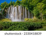 The beautiful scenery and waterfalls of Plitvica lakes Croatia