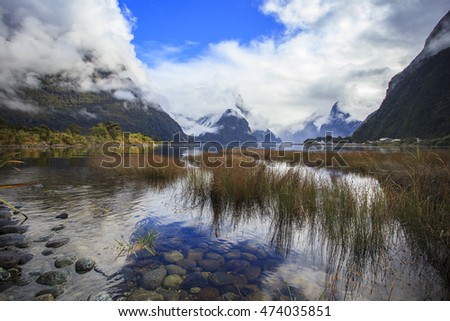 beautiful scenic of milfordsound fiordland national park important traveling destination in south island new zealand