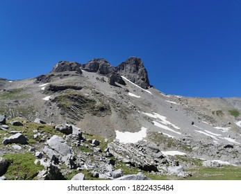 Beautiful scenic panorama over Swiss Pennine Alps from top of Forclaz Pass in Switzerland