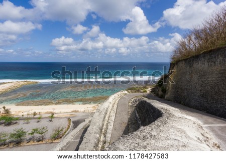 Beautiful Scenic Seascape Walkway Melasti Beach Stock Photo