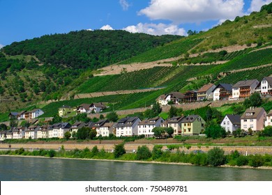 A Beautiful Scenic View Along The Rhine River In Germany