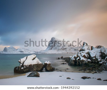 Similar – Image, Stock Photo View from Vareid beach over Vareidsundet-Lofoten-Norway-0433