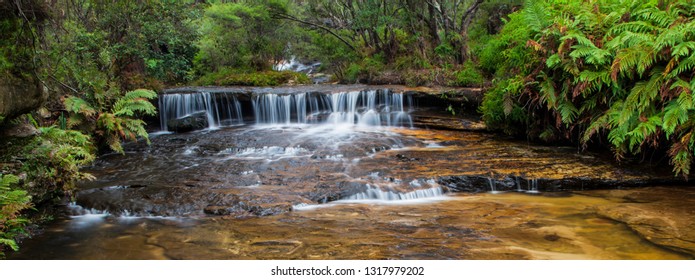 Beautiful Scenic Waterfall ,on The Charles Darwin Walk.Wentworth Falls.Blue Mountains National Park,NSW,Australia. 