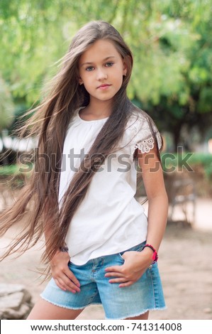  Beautiful  School Girl  Long Hair Park Stock Photo Edit Now 
