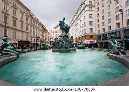 Beautiful sculptural fountain in Vienna. Austria.