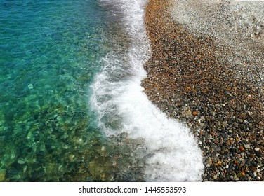 Beautiful Sea In Sochi With Shells And The Beach