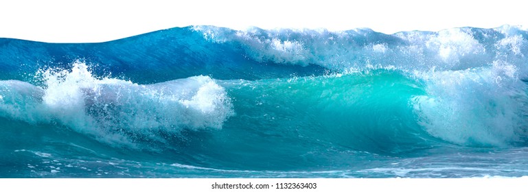 Beautiful sea waves with foam of blue and turquoise color isolated on white background - Shutterstock ID 1132363403