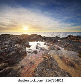 Beautiful seascape. Calm sea at sunset. Composition of nature. Long exposure. - Shutterstock ID 2167234811