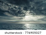 Beautiful seascape evening sea horizon and sky. Tranquil scene. Natural composition of nature. Landscape. View from yacht.