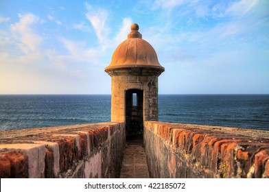 Beautiful sentry box (Guerite) at Fort San Cristobal in San Juan, Puerto Rico