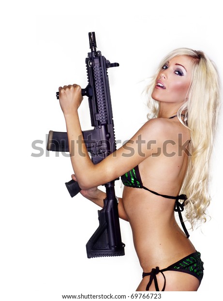 Naked Woman Holding Gun Shutterstock