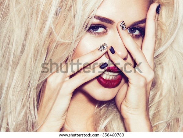 Beautiful Sexy Blonde Girl Sensual Lips Stock Photo Edit Now