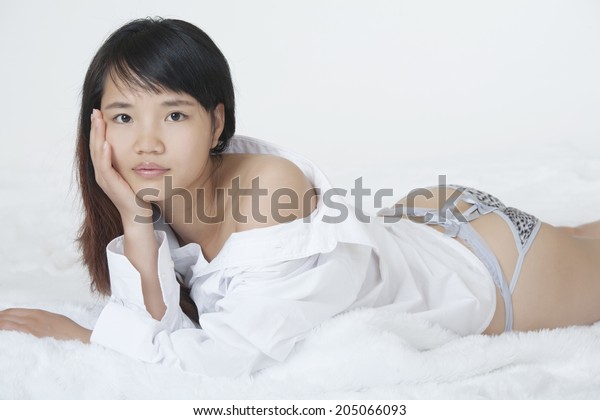 Beautiful Sexy Chinese Woman Wearing White Shutterstock