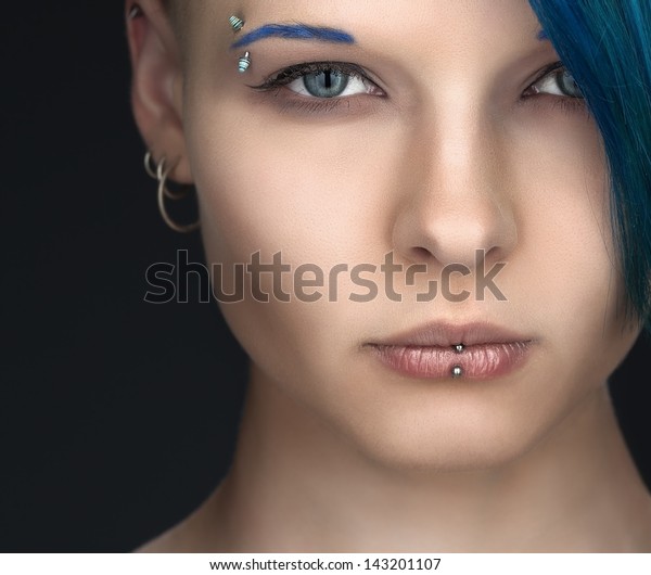 Beautiful Sexy Girl Blue Hair Subculture Stock Photo Edit Now 143201107