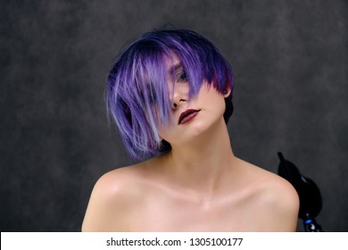 Gray Hair With Purple Highlights Colourful Hair Images