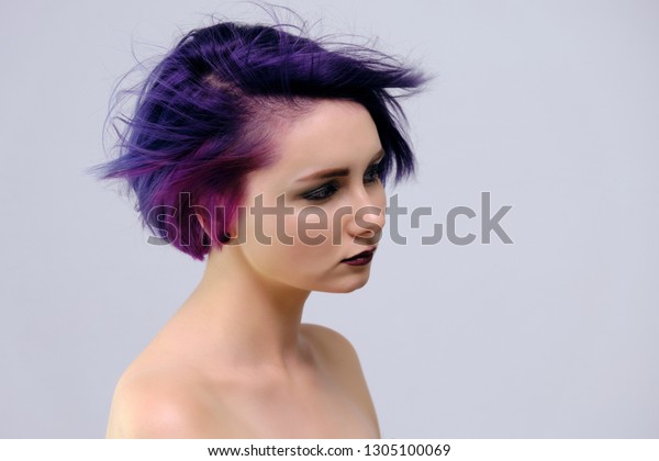 Beautiful Sexy Girl Purple Hair Short Stock Photo Edit Now