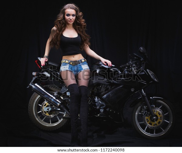 Beautiful Sexy Model Posing Next Motorcycle Stock Photo 1172240098 |  Shutterstock