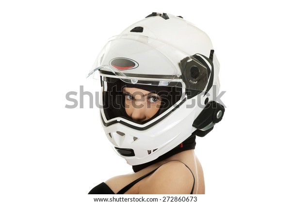 Beautiful Sexy Woman Motorcycle Helmet Stock Photo (Edit Now) 272860673