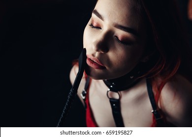 Beautiful Sexy Woman Slave In A Collar. Bdsm