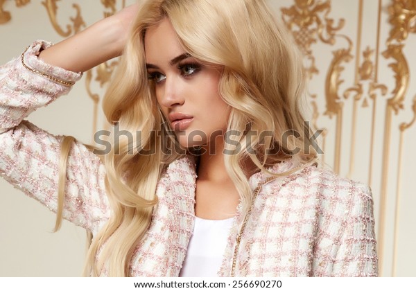 Beautiful Sexy Young Blonde Girl Long Stock Photo Edit Now 256690270