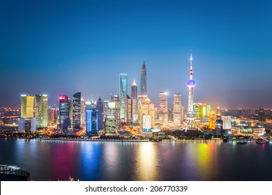 Beautiful Shanghai Skyline At Night  