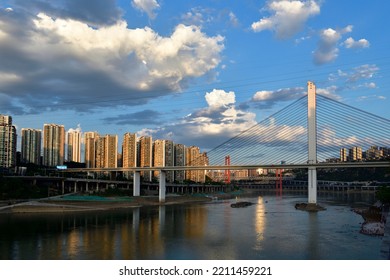 The Beautiful Shimen Bridge On The Jialing River Is Seen At Sunset In Shapingba District, Chongqing, China, On August 9, 2022.