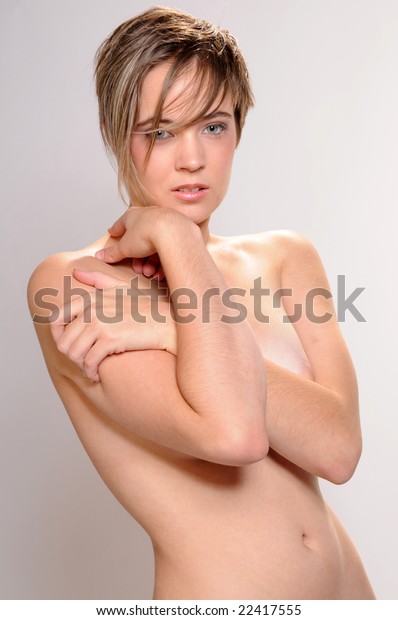 Beautiful Short Haired Brunette Poses Nude Stock Photo Edit Now