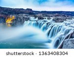 Beautiful Shoshone Falls in blue hour. Snake river, Twin Falls, Idaho