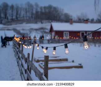 A Beautiful Shot Of A Christmas Market Covered In Snow In Norway