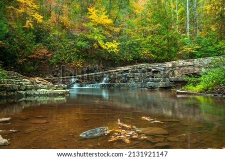 A beautiful shot of the Dismal Falls in the fall in Virginia