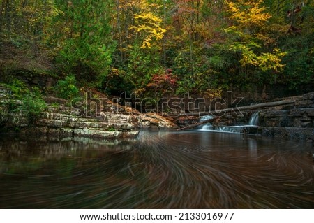 A beautiful shot of the Dismal Falls in the fall in Virginia