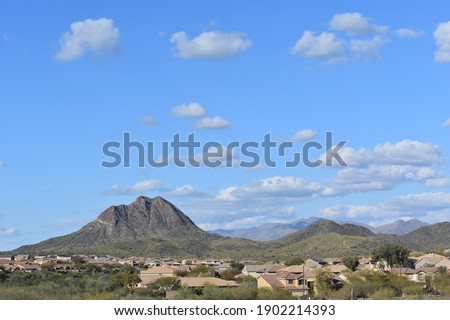 A beautiful shot of the Gavilan Peak mountain view north of Phoenix in New River, Arizona