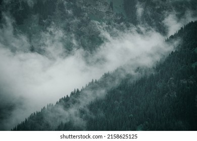 A Beautiful Shot Of Mountains In Foggy Weather In Western China 