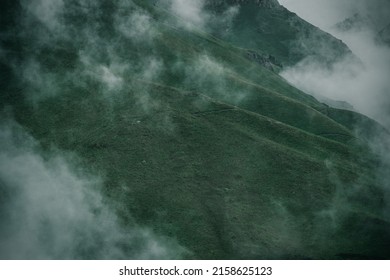 A Beautiful Shot Of Mountains In Foggyy Weather In Western China 