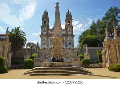 Beautiful Shrine of Our Lady of Remedies in Lamego, Portugal. The sight is a major pilgrimage church in the country, popular with tourists for its amazing baroque architecture. Photo: Sep 2nd 2018