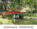 The beautiful Shukkeien Japanese style garden in Hiroshima, Japan.