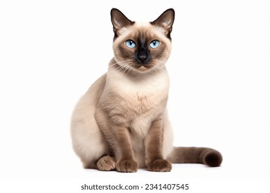 beautiful siamese cat posing in studio on white background - Powered by Shutterstock