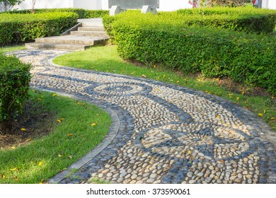 Beautiful Side Walk In Garden , Bangkok Thailand 