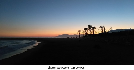 Beautiful Sideview And Sunset On The Beach, July 2018, Marbella Spain