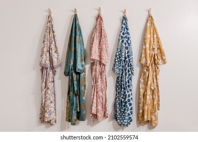 Beautiful Silk Kimono Robes hanging in the Spa