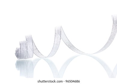 Beautiful Silver Ribbon Isolated On White