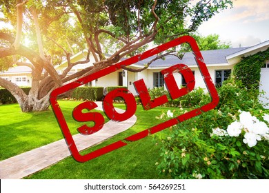 Beautiful Single Family Home With Red Sold Stamp Overlay