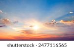 Beautiful sky background - Sunset Sunrise sky with light clouds and real sun