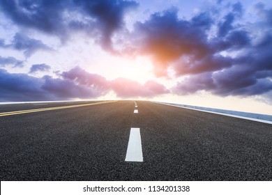 Beautiful Sky Cloud And Asphalt Road Landscape