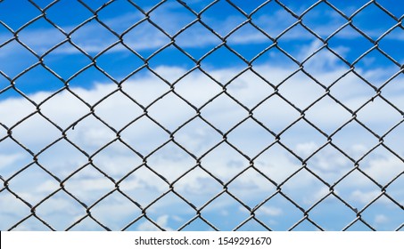 Beautiful Sky And Cloud Cover By Cage , Without Freedom Concept ,Non Liberty And Not Free Concept , Blue Sky And Cloud Background Texture