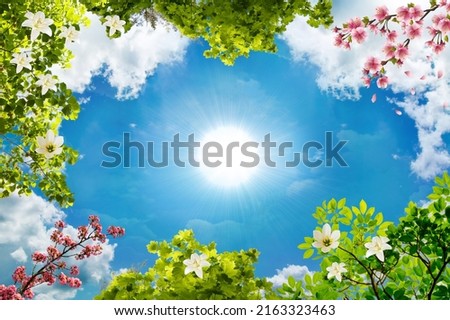 Beautiful sky and clouds with flowers design modern ceiling descoration