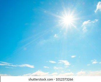 The beautiful sky with clouds and sun, real photo