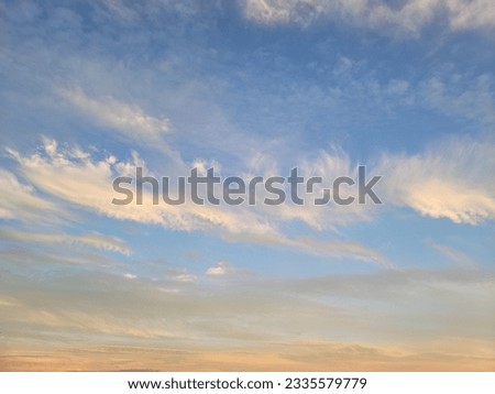 The beautiful sky at dusk. Cirrus cloud.