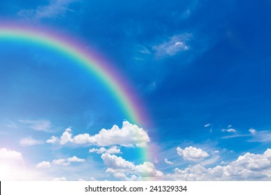 Beautiful Sky With Rainbow.